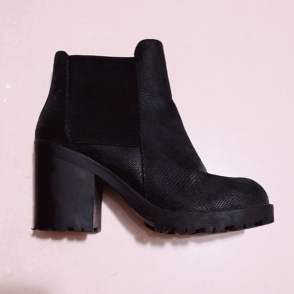 black booties 2.5 inch heel